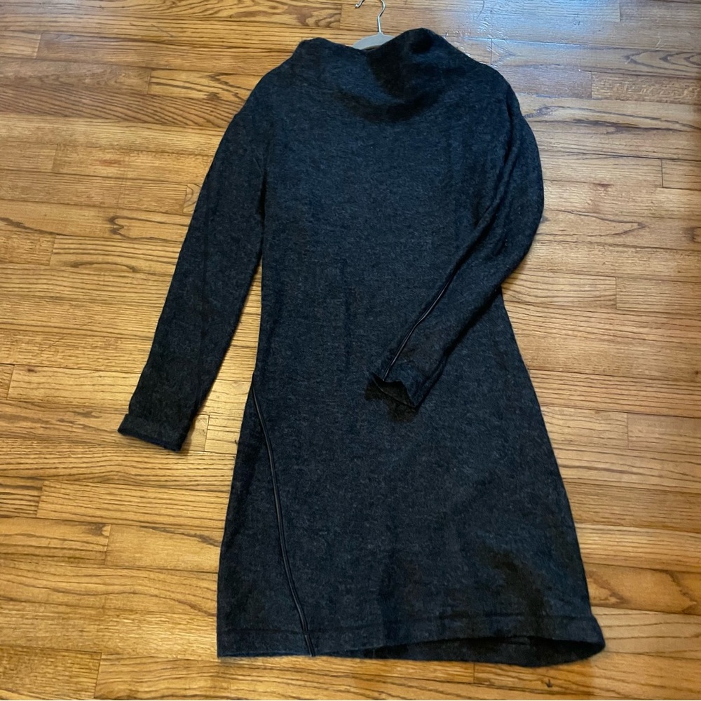Soft and Chic Helmut Lang Charcoal Long Sleeve Wool and Mohair Blend Dress SzM